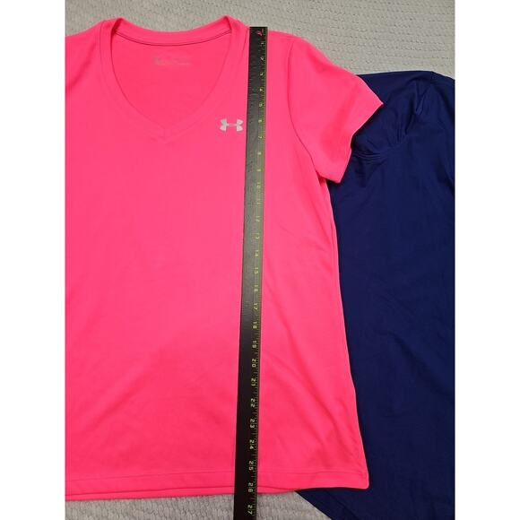 Under Armour Shirt Womens Large Pink & Blue Active Performance Short Sleeve - Picture 2 of 8